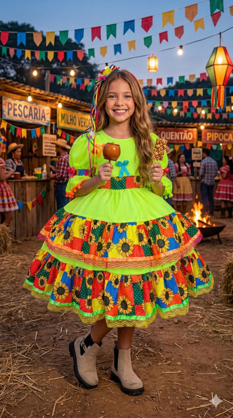 Vestido Junino Banana Club Luxo Roça Animada - Leveza e Elegância para Meninas | Bebeloo Kids