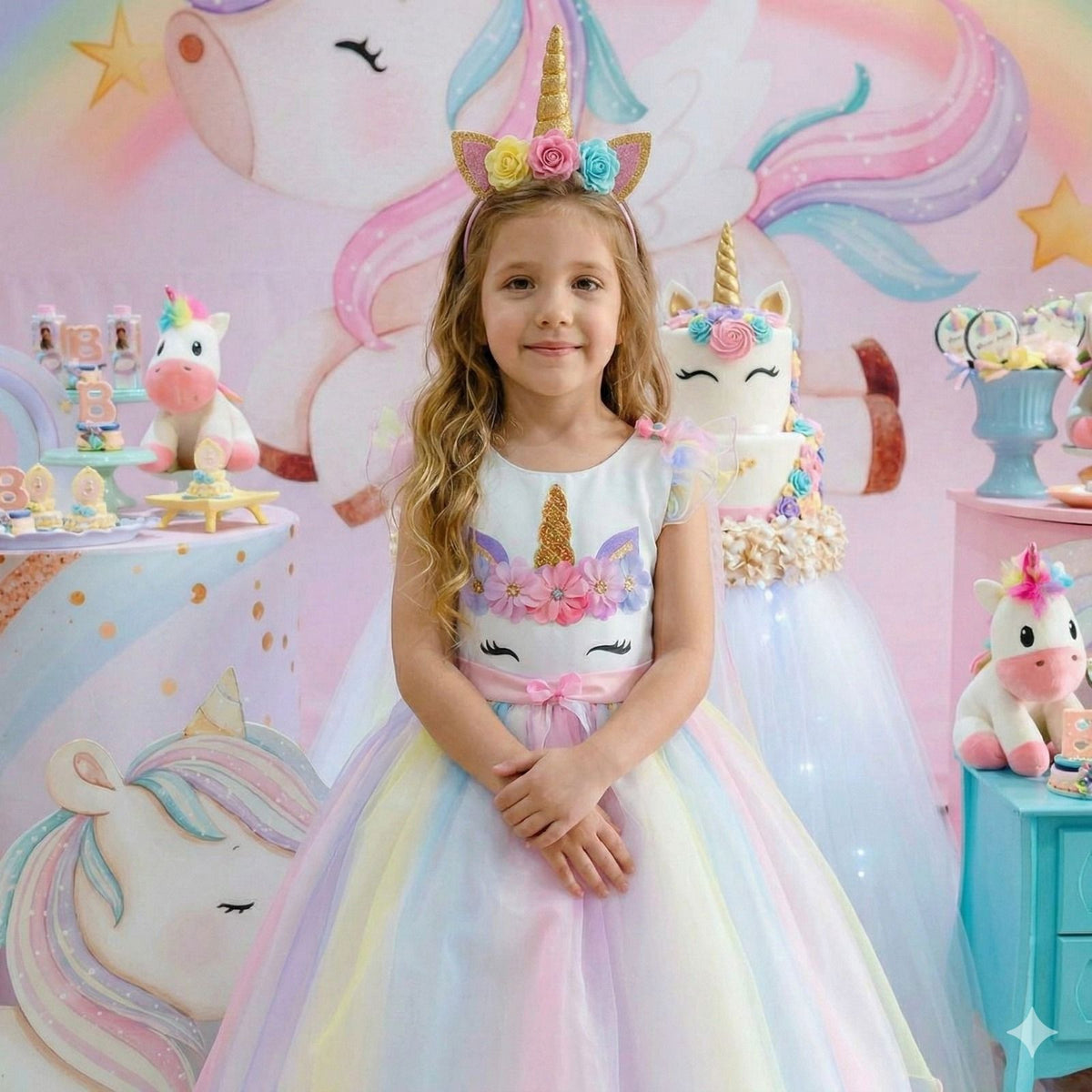 Vestido Mini Miss Temático Unicornio - Colorido - Arco iris - Leveza e Elegância para Meninas | Bebeloo Kids