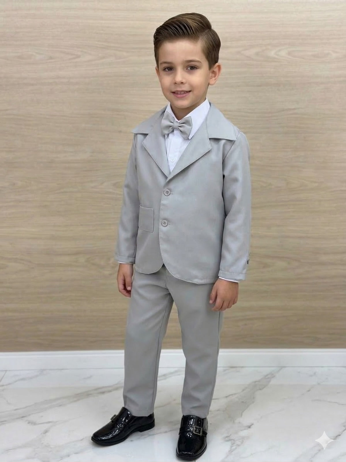 Conjunto Social Miss Cherry Jorge Terno Cinza Claro - Estilo Delicado para o Dia a Dia | Bebeloo Kids