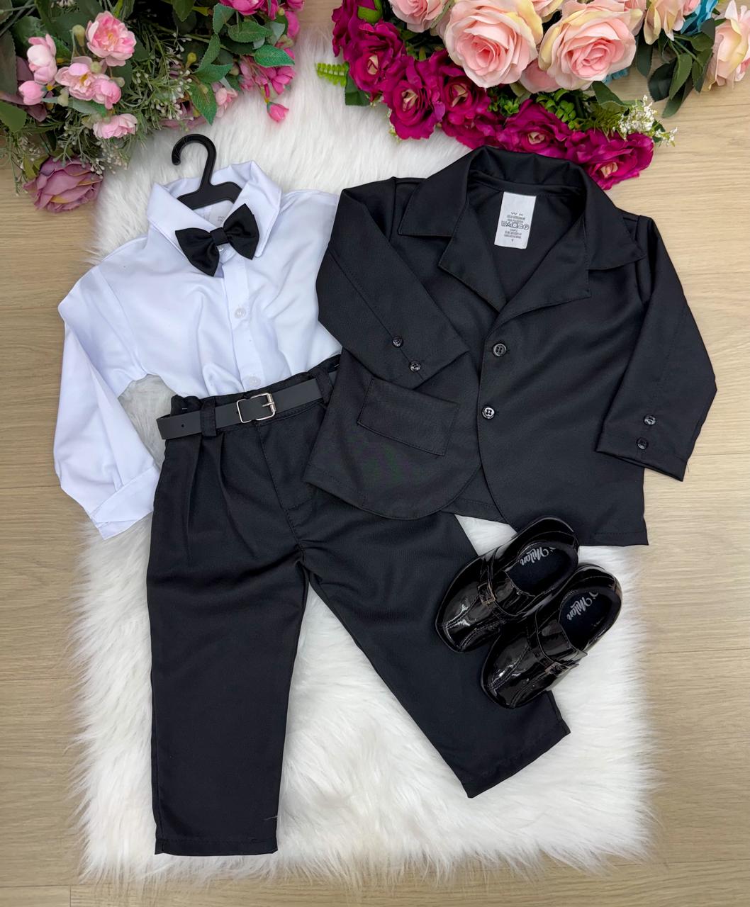 Conjunto Social Miss Cherry Jorge Terno Preto - Estilo Delicado para o Dia a Dia | Bebeloo Kids