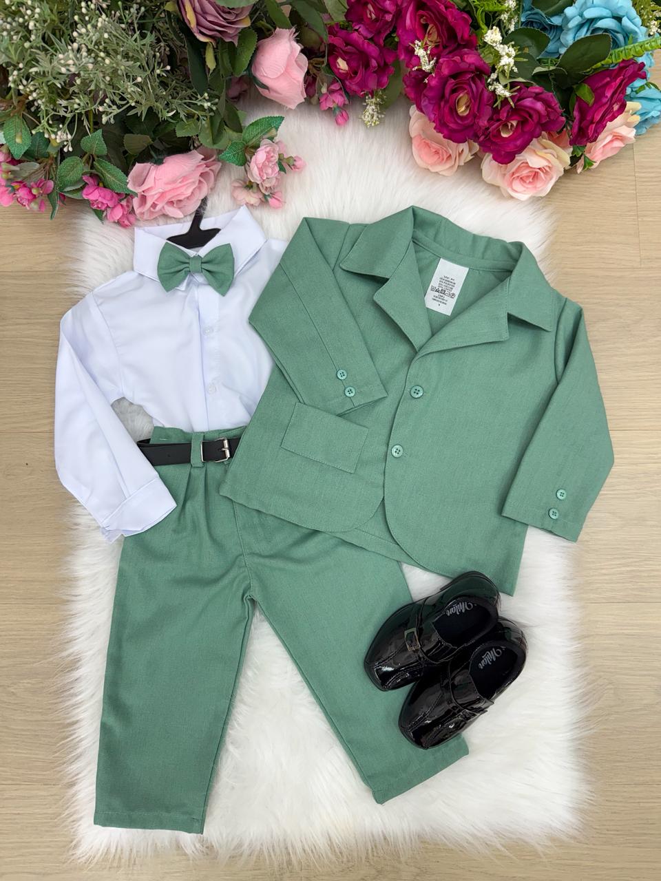 Conjunto Social Miss Cherry Terno Pedro Verde - Estilo Delicado para o Dia a Dia | Bebeloo Kids