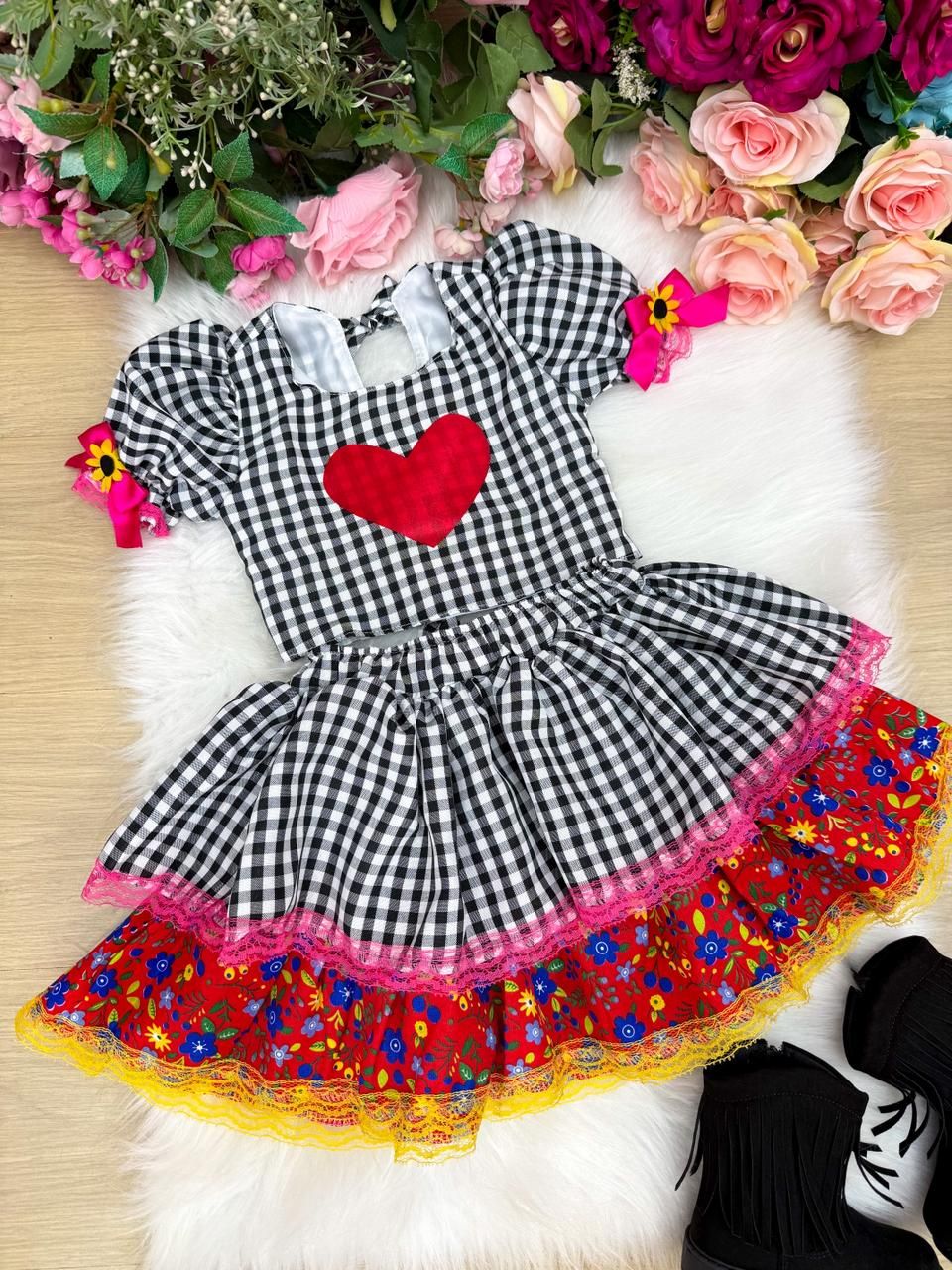 Conjunto Junino Banana Club Luxo Luana Preto - Estilo Delicado para o Dia a Dia | Bebeloo Kids