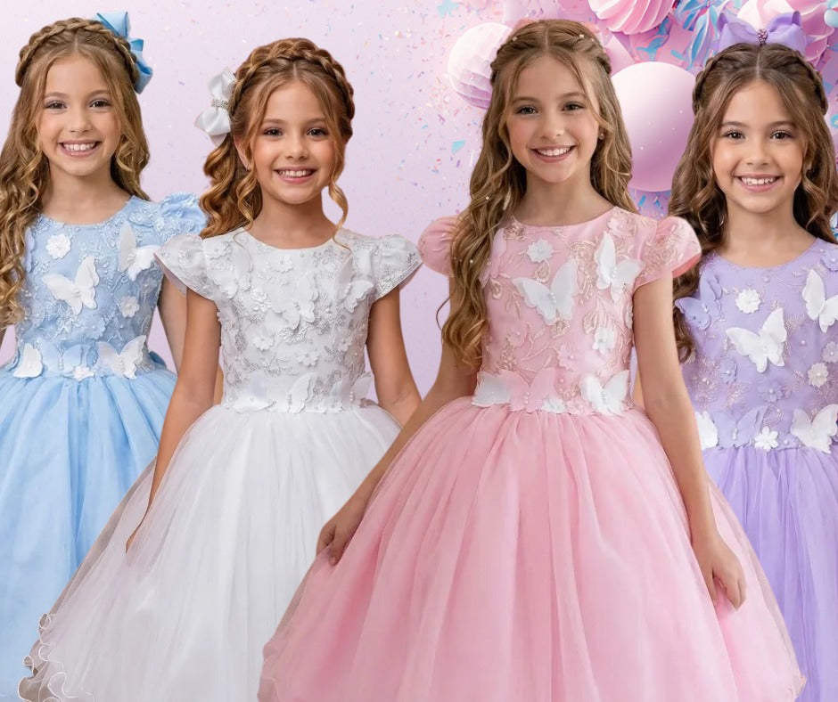 Vestido Marie Jardim Encantado Mel + Saiote - Leveza e Elegância para Meninas | Bebeloo Kids