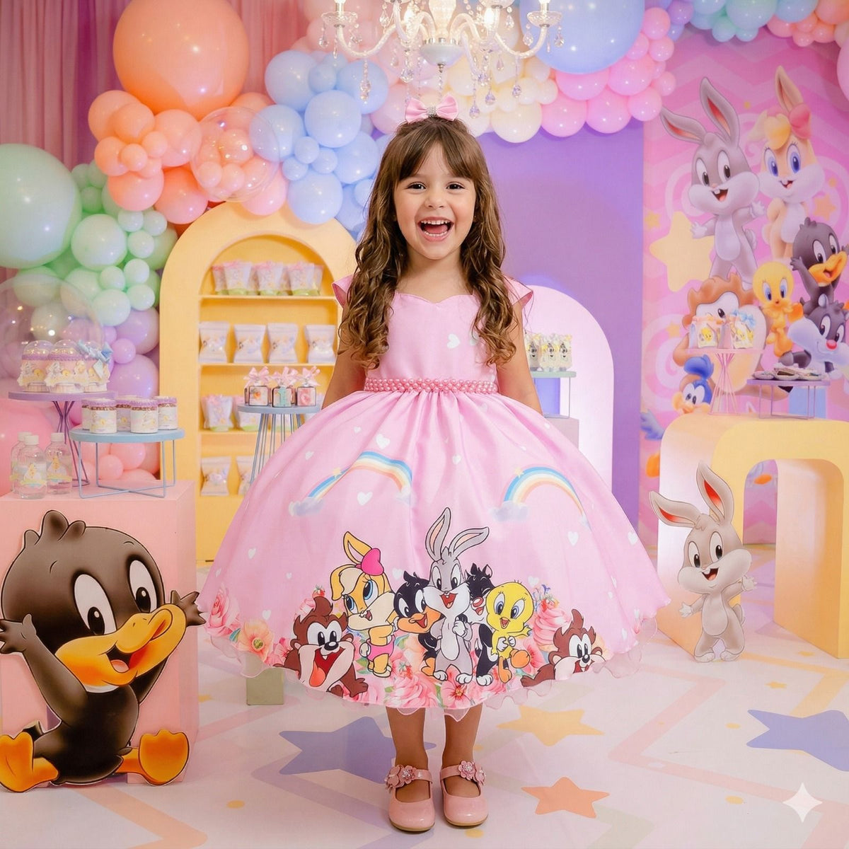 Vestido Ysa Kids Looney Tunes Baby Rosa - Leveza e Elegância para Meninas | Bebeloo Kids