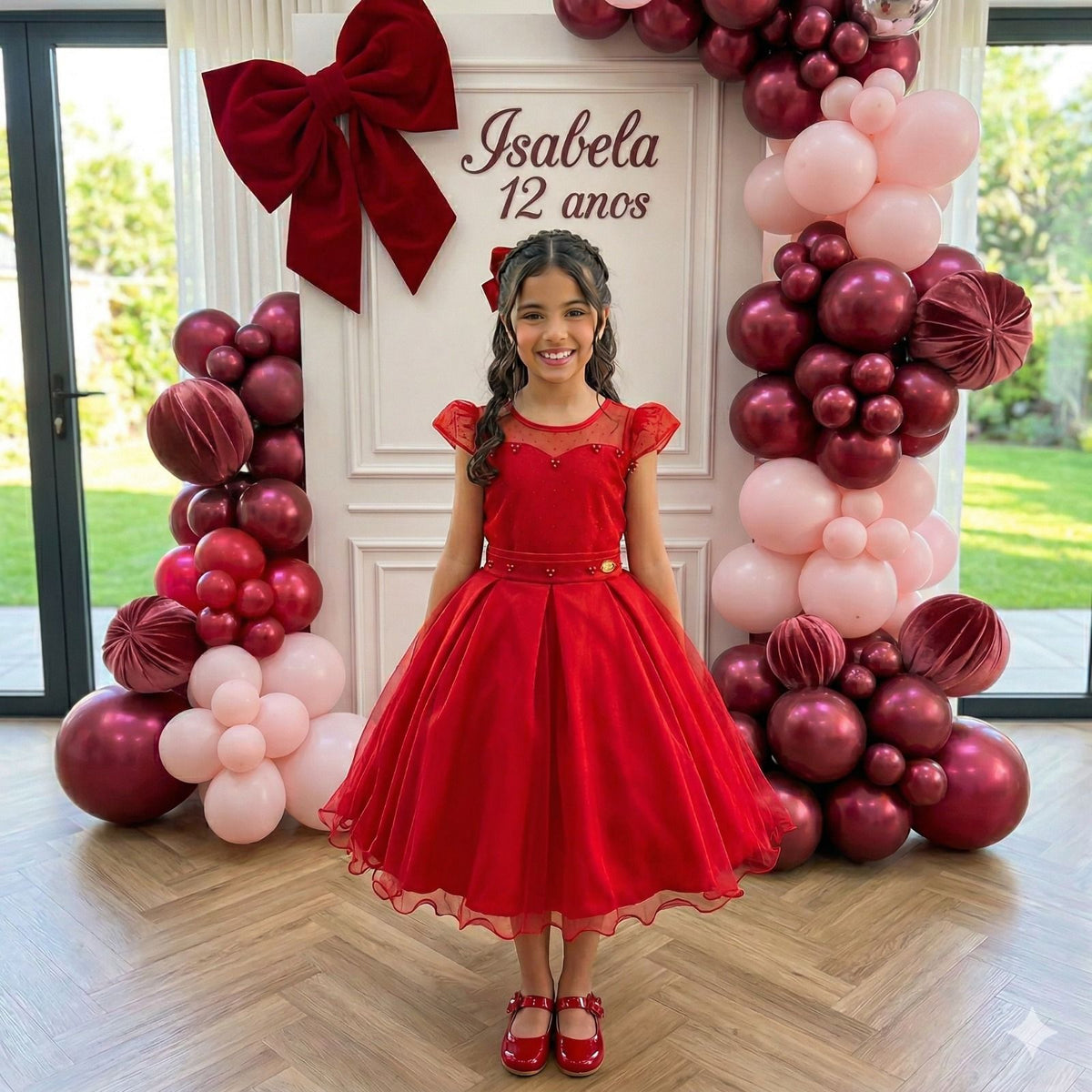 Vestido Mini Miss Isabela Vermelho - Leveza e Elegância para Meninas | Bebeloo Kids