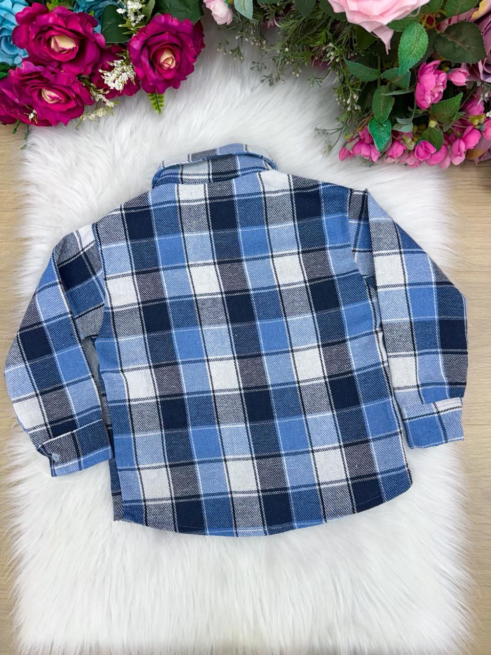 Camisa Flanelada Xadrez Junina James Azul - Elegância e Conforto para os Pequenos | Bebeloo Kids