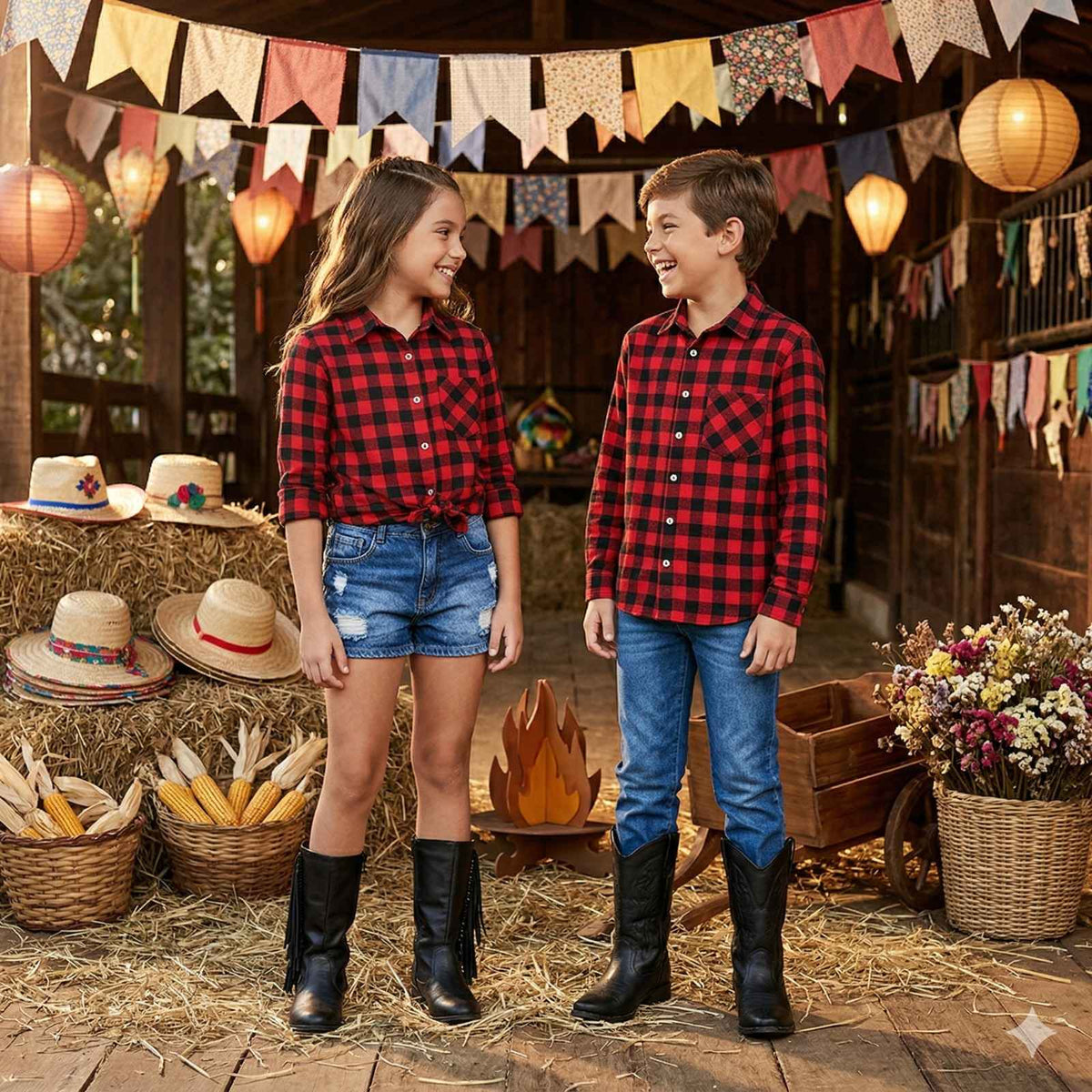 Camisa Flanelada Xadrez Junina Jason Vermelho - Elegância e Conforto para os Pequenos | Bebeloo Kids