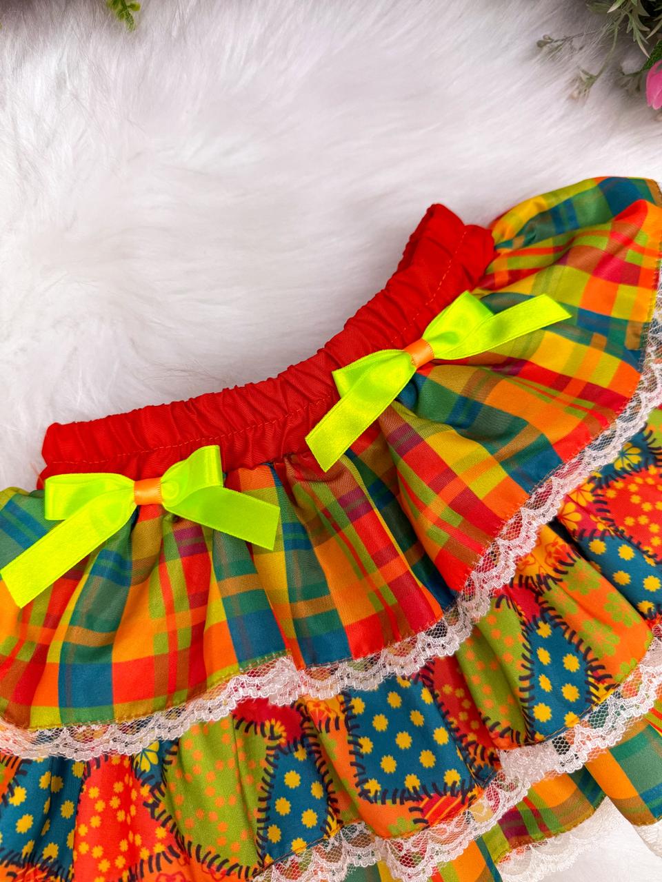Saia Mini Miss Junino Estrela do Sertão Laranja - Delicadeza e Feminilidade para Meninas | Bebeloo Kids