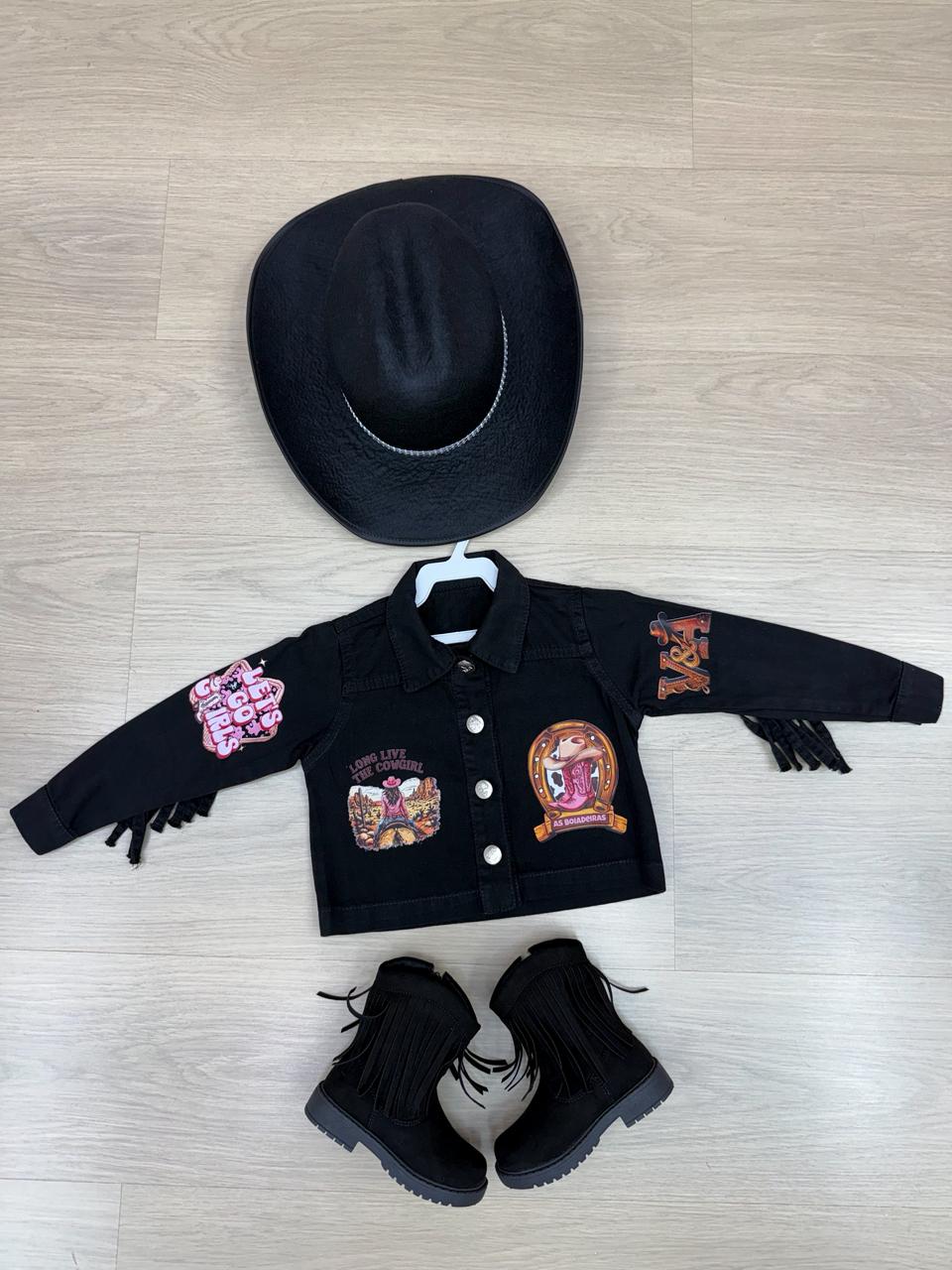 Jaqueta Blogueirinha Boiadeira Preto - Proteção com Estilo para os Pequenos | Bebeloo Kids