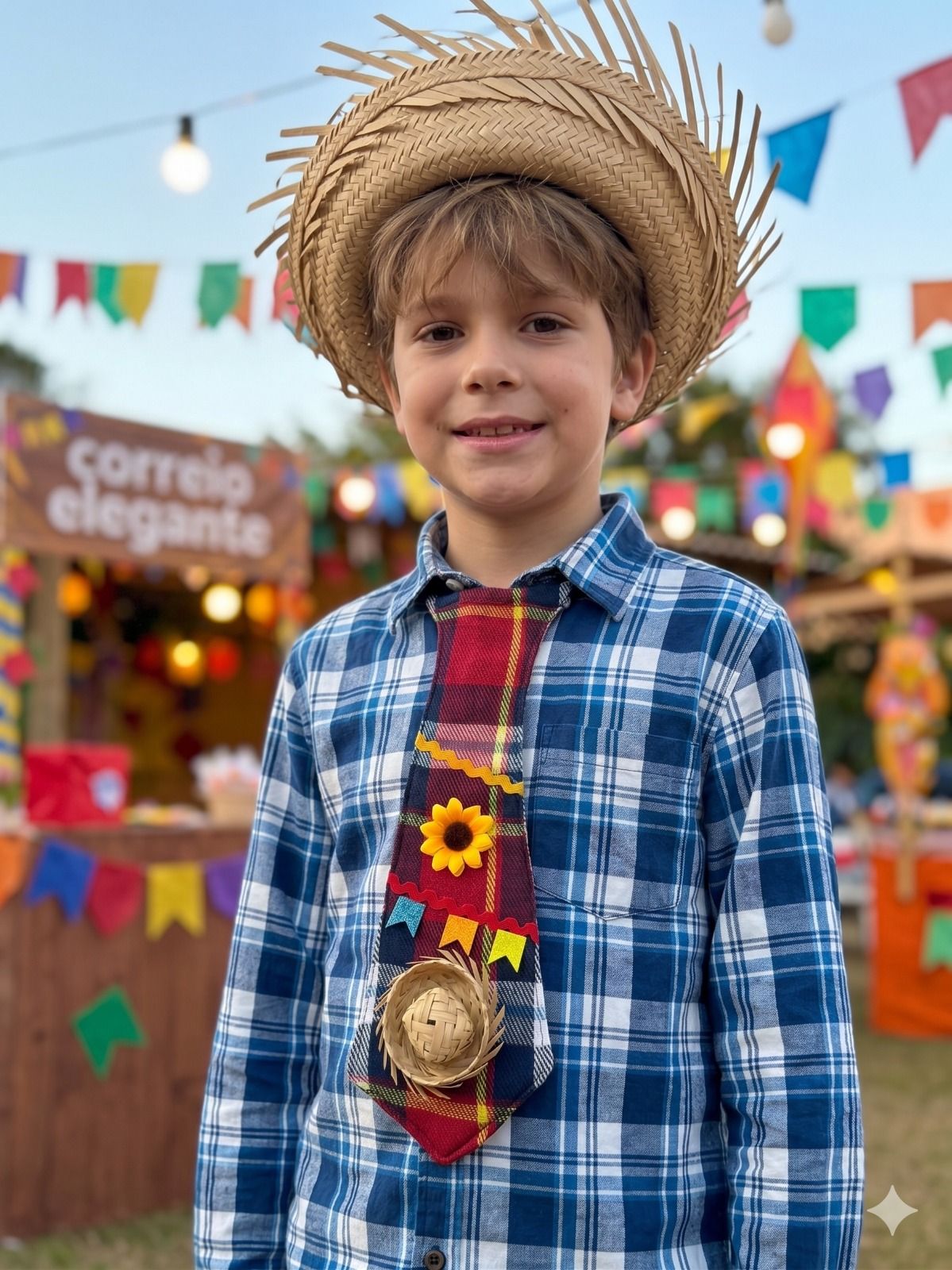 Gravata Junina Vicente Vermelho - Elegância nos Momentos Especiais | Bebeloo Kids