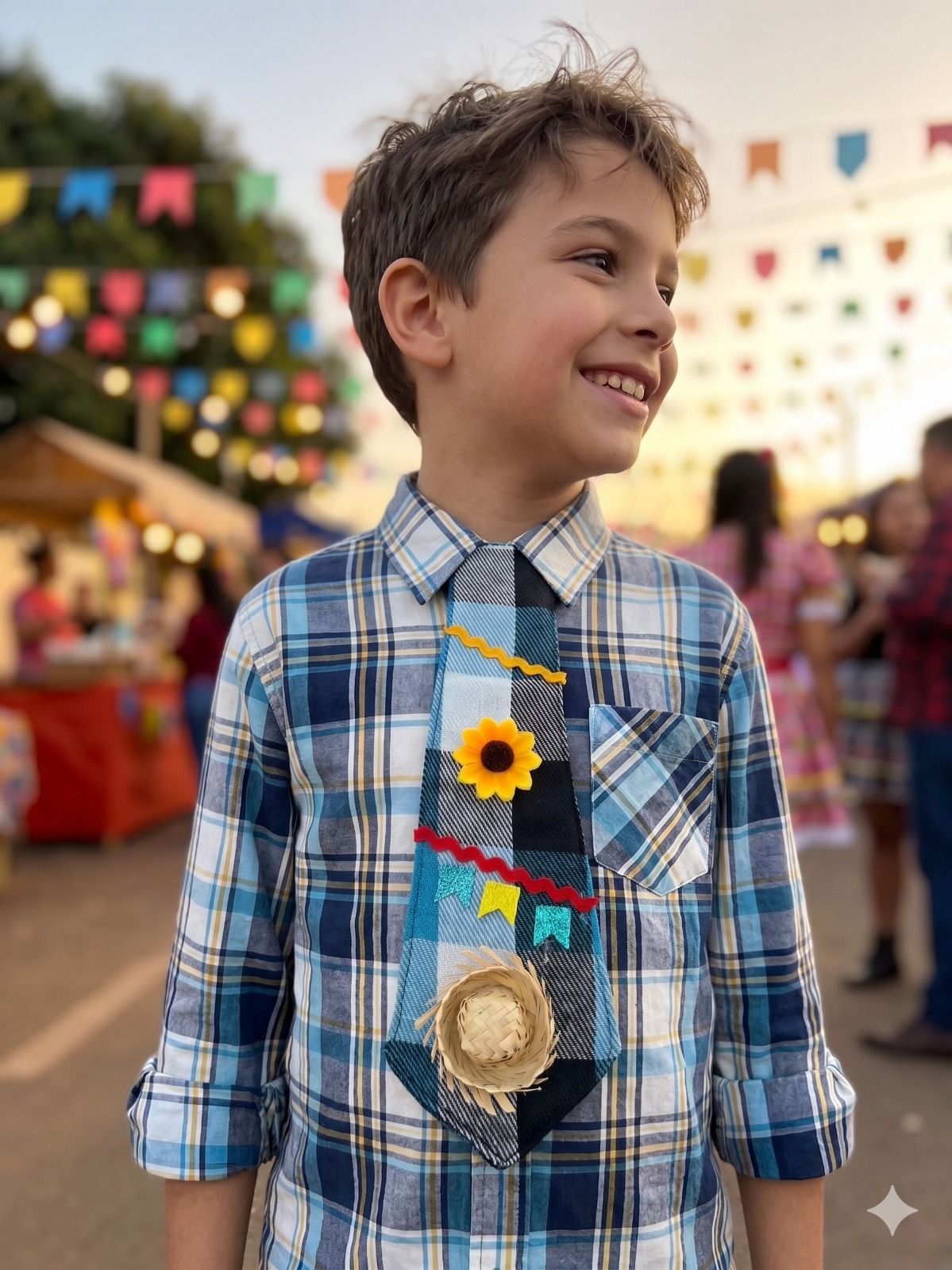 Gravata Junina Nicolas Azul - Elegância nos Momentos Especiais | Bebeloo Kids