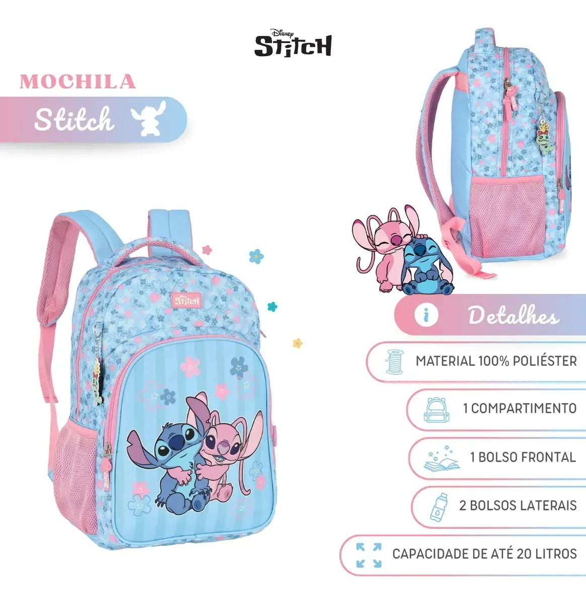 Mochila De Costa Stitch E Angel - Diversão e Encanto para Brincar | Bebeloo Kids