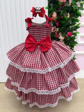 Vestido Marie Junino Luxo Xadrez Maria Helena - Leveza e Elegância para Meninas | Bebeloo Kids
