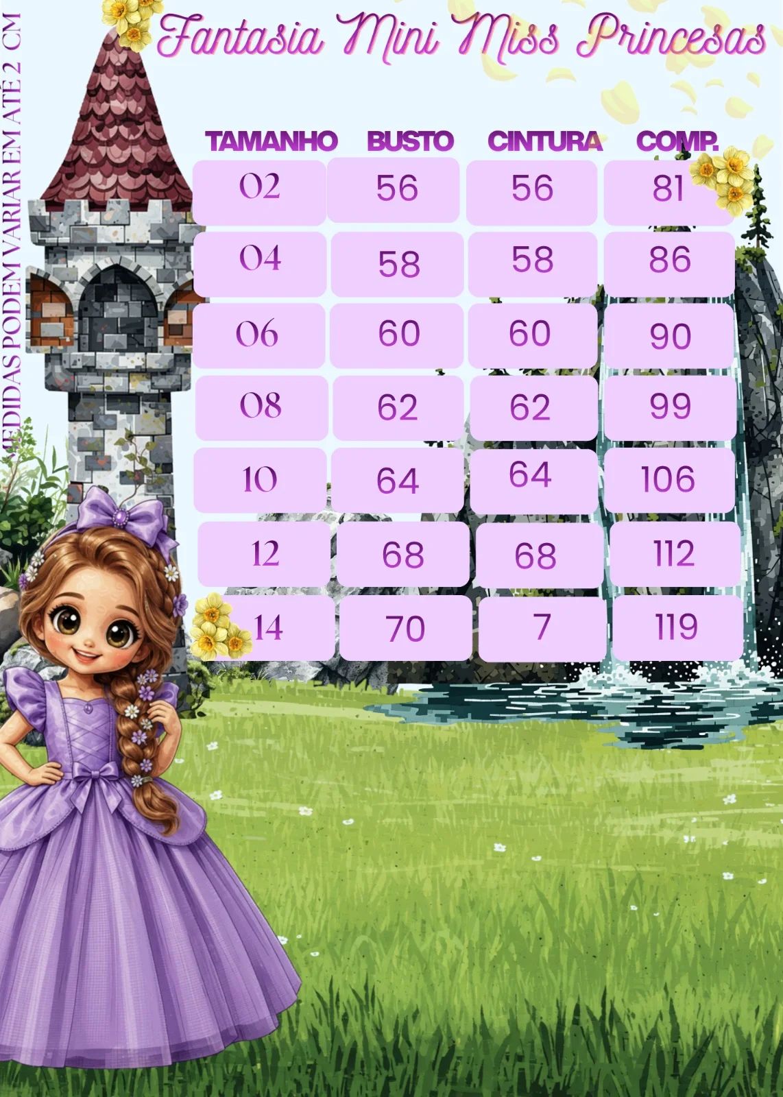Fantasia/ Vestido Mini Miss Longo Princesa Maça (FANTVESTMNMSSLNGMC)