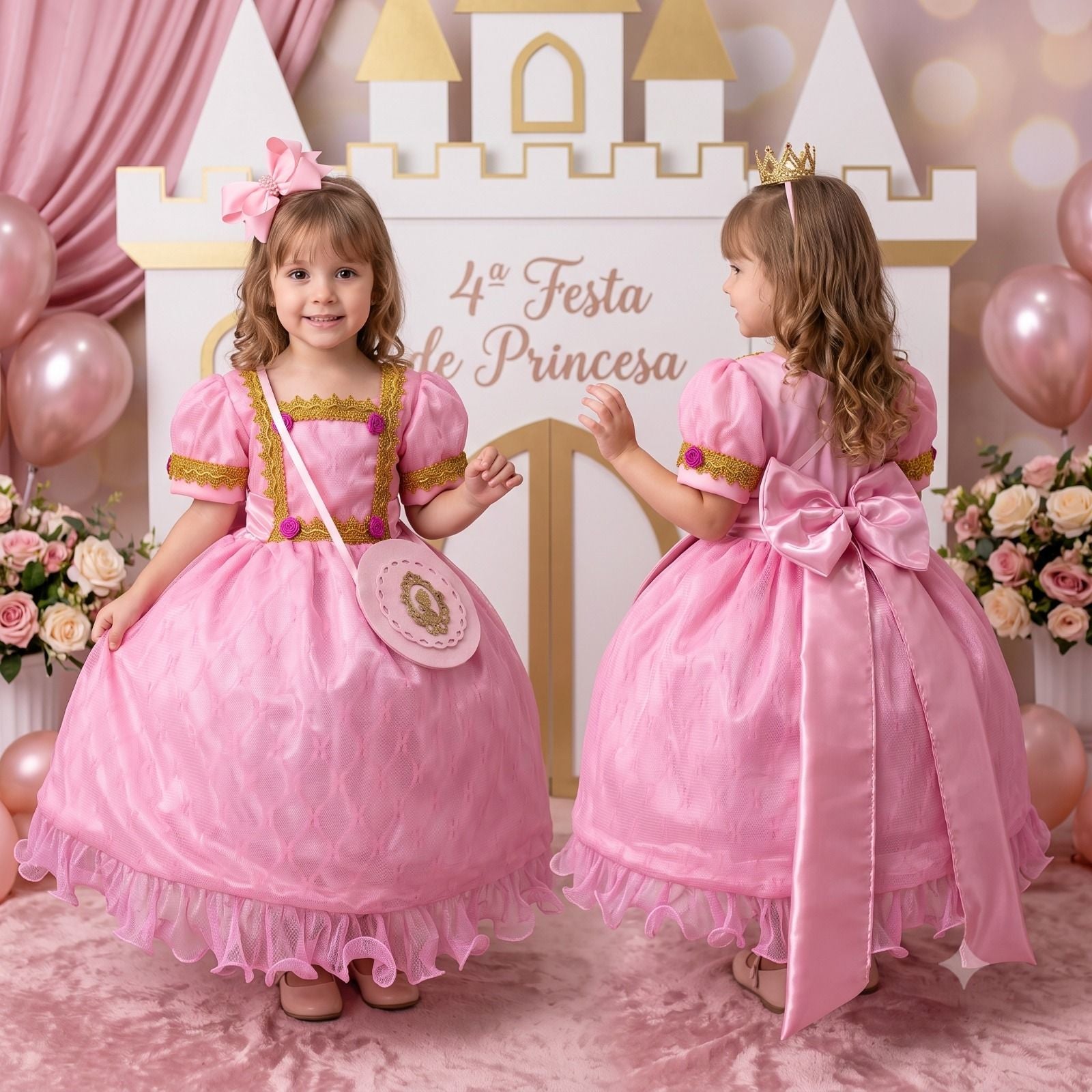 Fantasia Princesa Belli Doce Realeza Princesa Rosa (FPBDRPR)