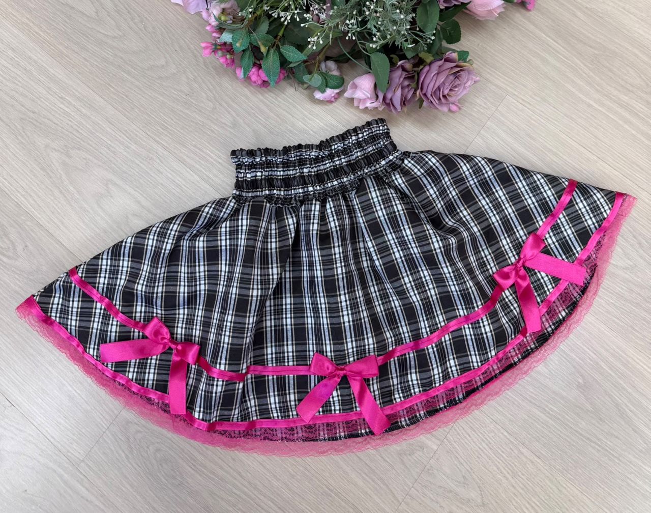 Saia Junina Adulta Xadrez Renda Pink - Conforto e Estilo para Crianças | Bebeloo Kids