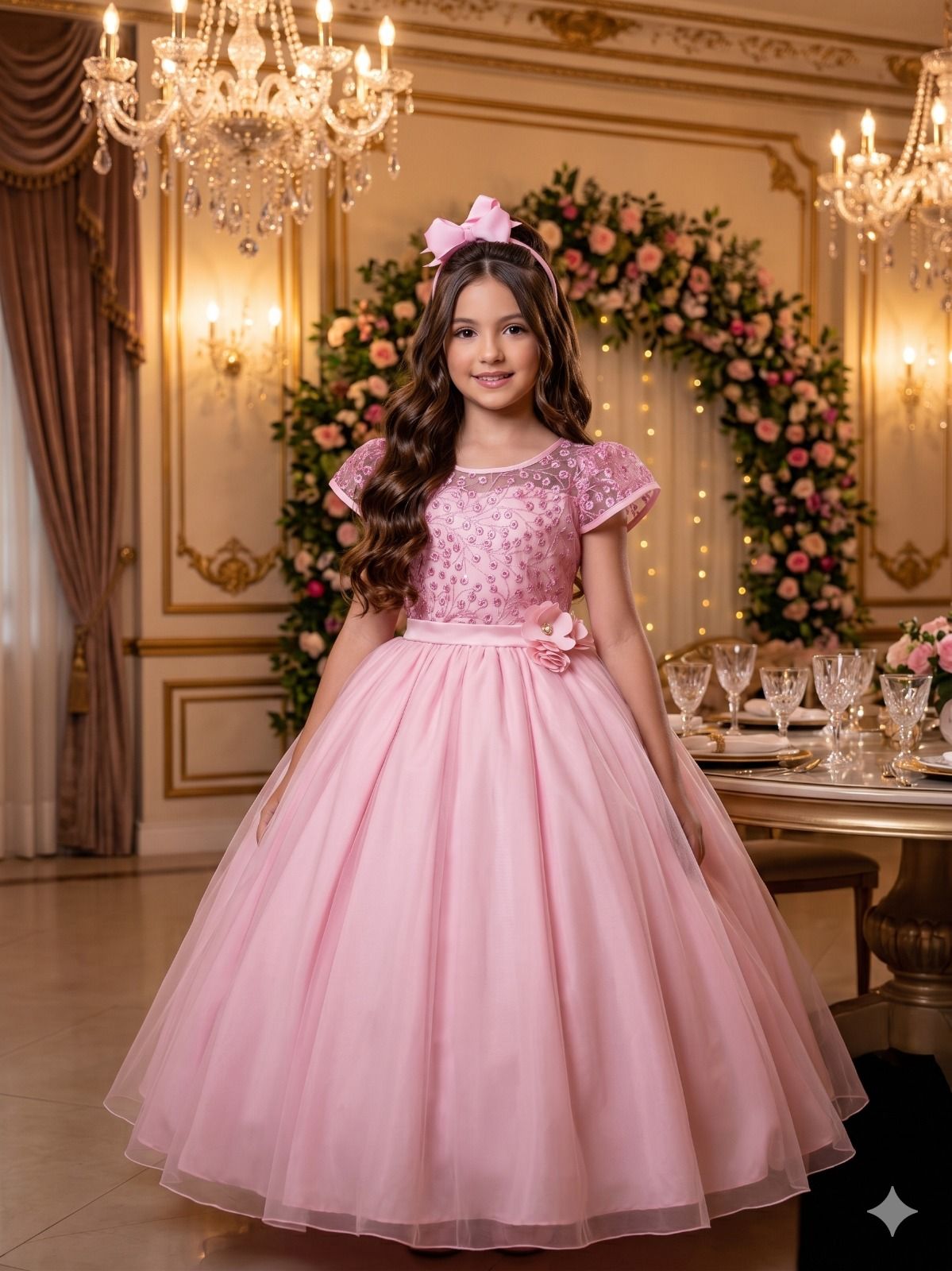 Vestido Mini Miss Longo Carol Rosa Bebe (VESTMNMSLGNCRLRSBB)