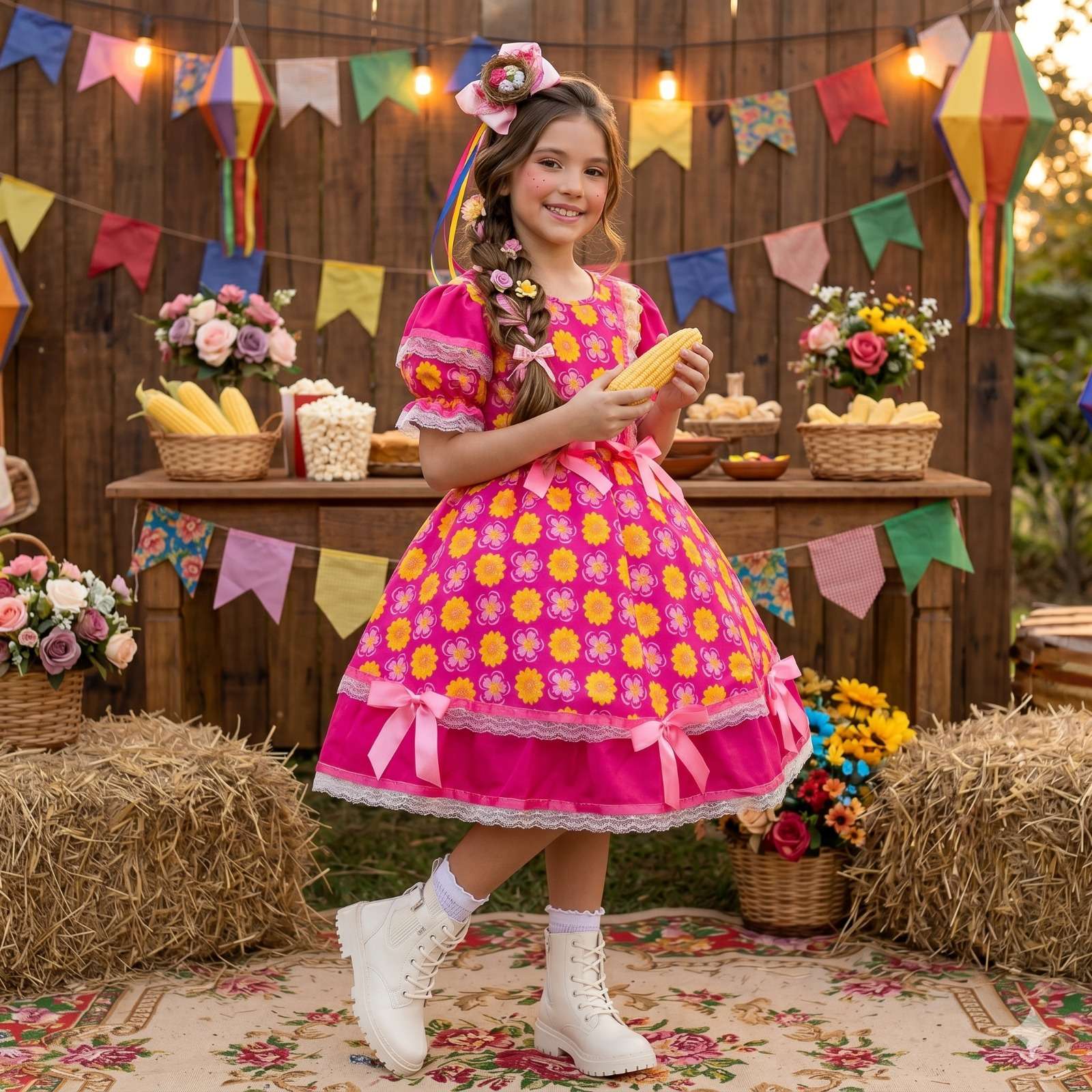 Vestido Junino Mimadine Luxo Maisa Pink (VESTJNNMDNLMPNK)