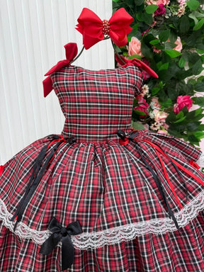 Vestido Marie Junino Luxo Xadrez Maria Eduarda - Leveza e Elegância para Meninas | Bebeloo Kids
