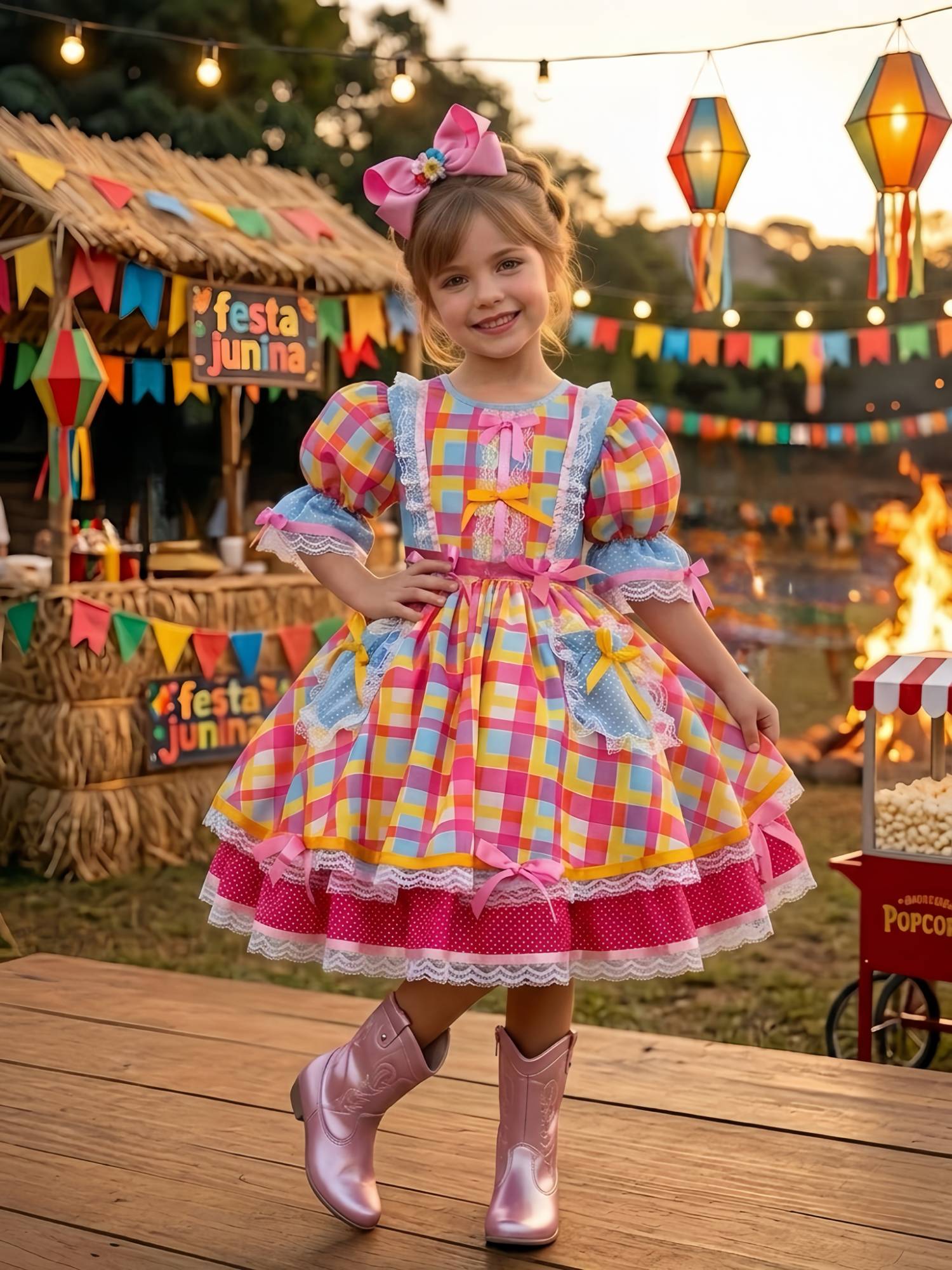 Vestido Infantil Junino Colorê Encantado Leveza e Elegância para Meninas | Bebeloo