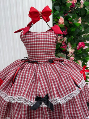 Vestido Marie Junino Luxo Xadrez Maria Helena - Leveza e Elegância para Meninas | Bebeloo Kids