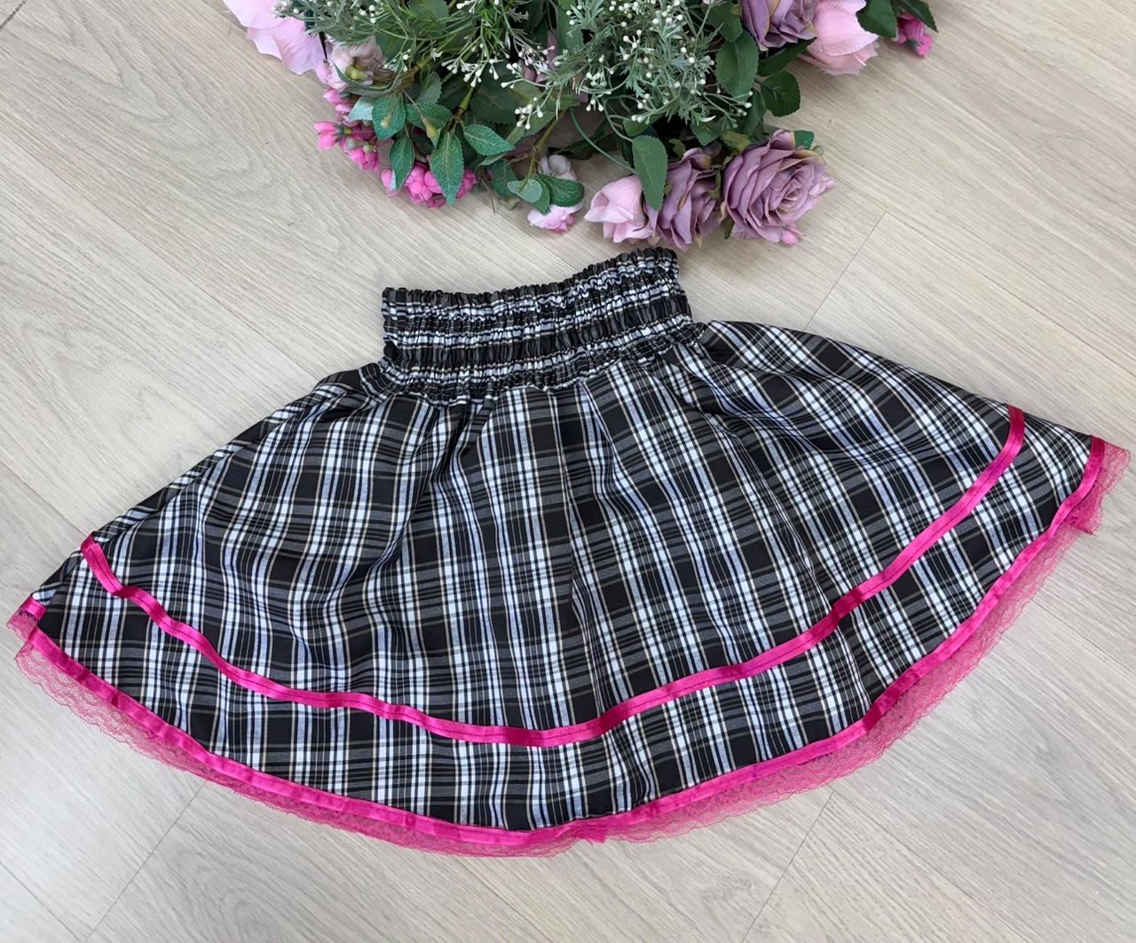 Saia Junina Adulta Xadrez Renda Pink - Conforto e Estilo para Crianças | Bebeloo Kids