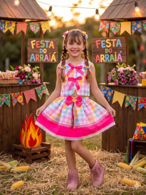 Conjunto Blogueirinha Junino Arraia Da Alegria - Conforto e Estilo para o Dia a Dia | Bebeloo Kids
