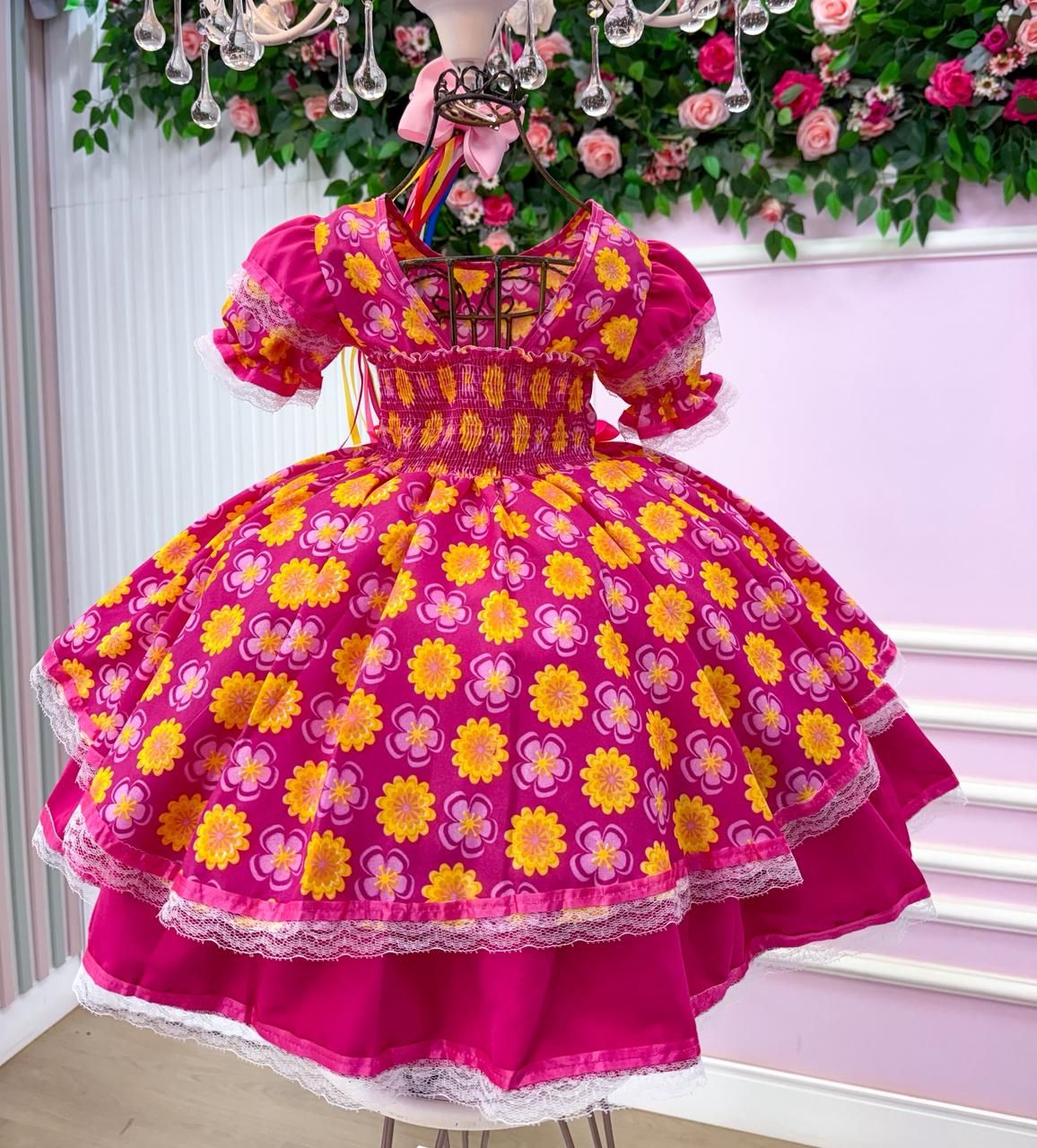 Vestido Junino Mimadine Luxo Maisa Pink (VESTJNNMDNLMPNK)