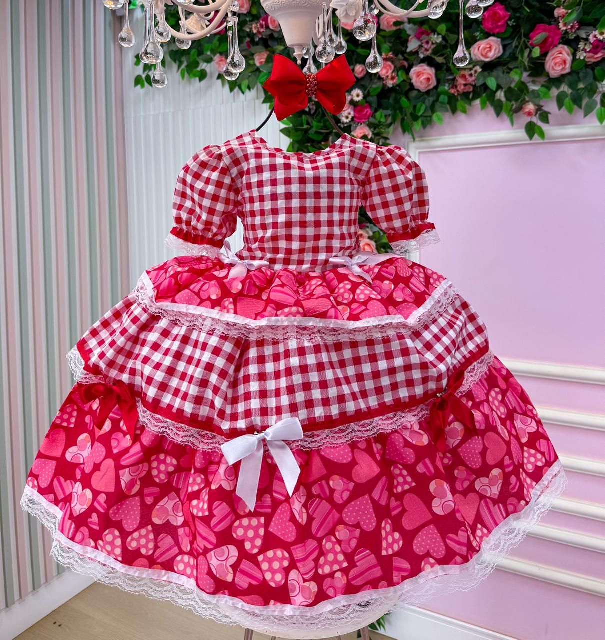 Vestido Junino Mimadine Luxo Viviane Vermelho - Leveza e Elegância para Meninas | Bebeloo Kids