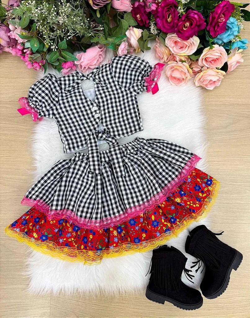 Conjunto Junino Banana Club Luxo Luana - Conforto e Estilo para o Dia a Dia | Bebeloo Kids