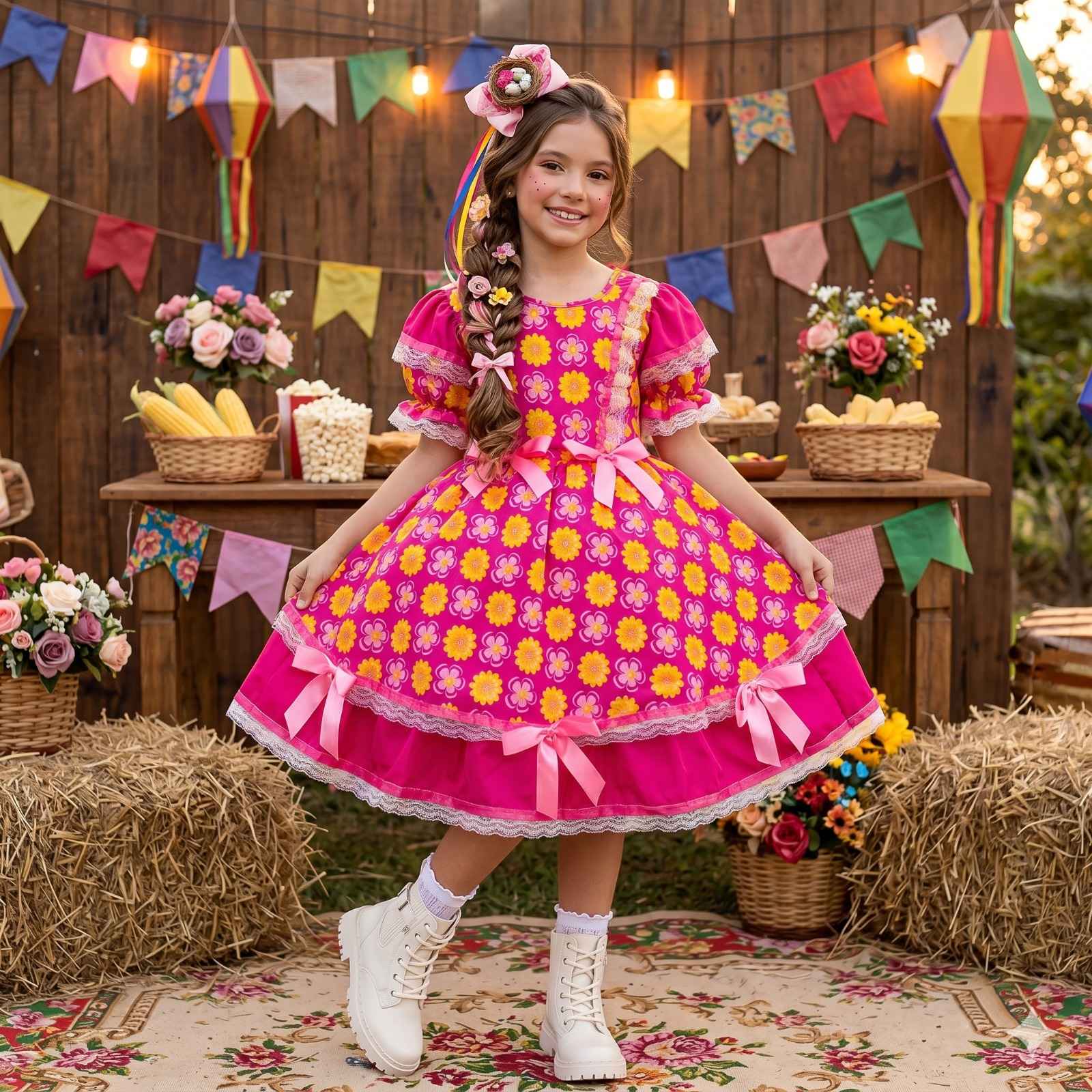 Vestido Junino Mimadine Luxo Maisa Pink (VESTJNNMDNLMPNK)