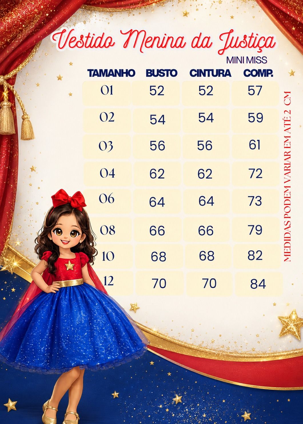 Fantasia/ Vestido Mini Miss Menina Da Justiça (FANTVESTMNMSMNEDJDJTC)