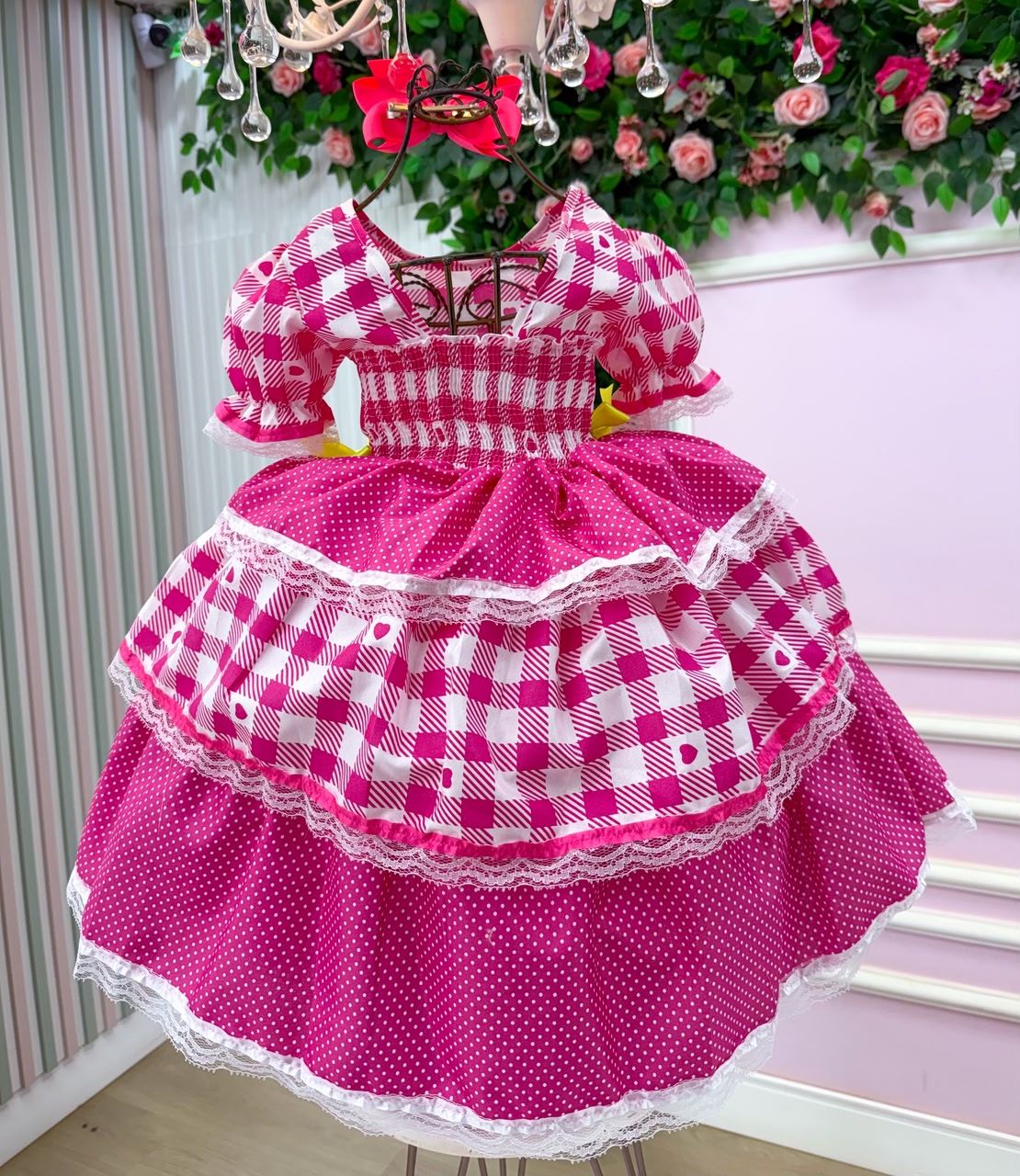 Vestido Junino Mimadine Luxo Beatriz Pink - Leveza e Elegância para Meninas | Bebeloo Kids