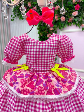 Vestido Junino Mimadine Luxo Viviane Pink - Leveza e Elegância para Meninas | Bebeloo Kids