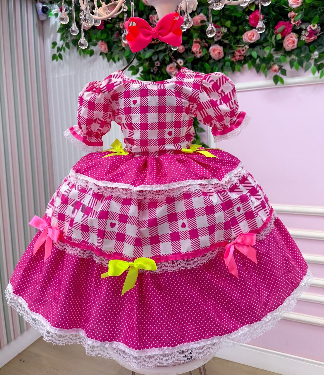 Vestido Junino Mimadine Luxo Beatriz Pink - Leveza e Elegância para Meninas | Bebeloo Kids