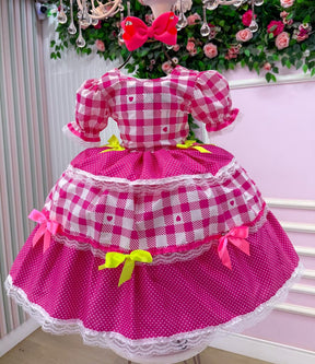 Vestido Junino Mimadine Luxo Beatriz Pink - Leveza e Elegância para Meninas | Bebeloo Kids