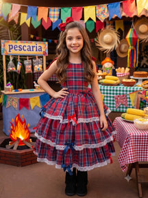 Vestido Marie Junino Luxo Xadrez Maria Clara - Leveza e Elegância para Meninas | Bebeloo Kids