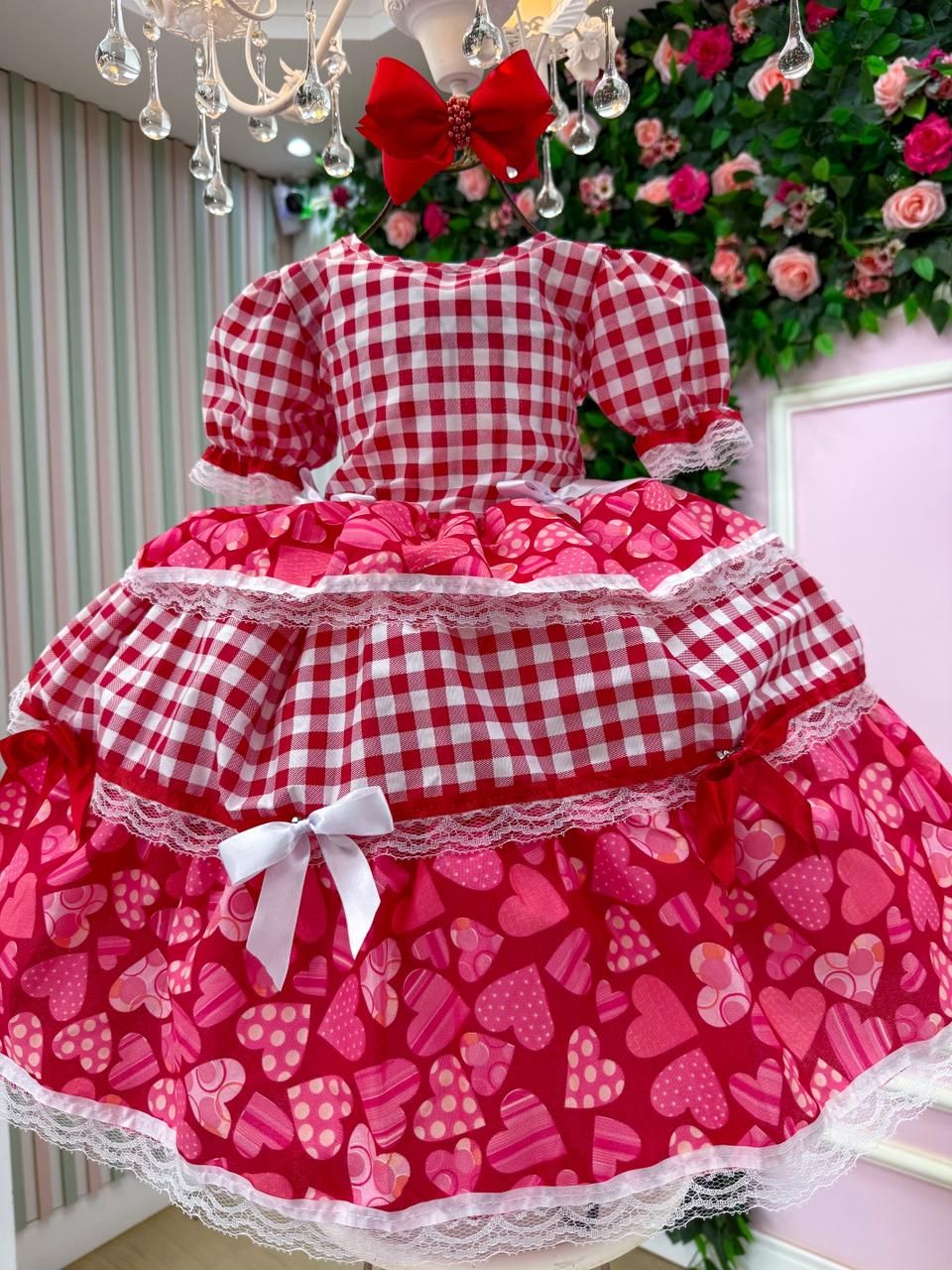 Vestido Junino Mimadine Luxo Viviane Vermelho - Leveza e Elegância para Meninas | Bebeloo Kids