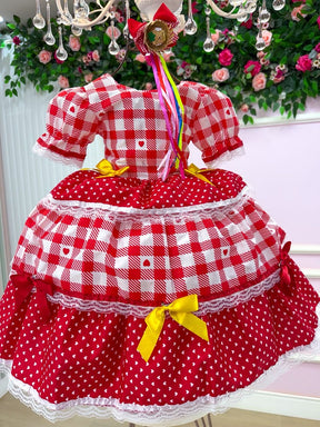 Vestido Junino Mimadine Luxo Beatriz Vermelho - Leveza e Elegância para Meninas | Bebeloo Kids