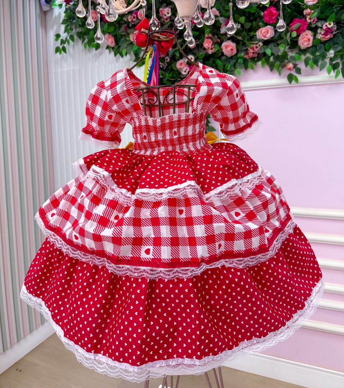 Vestido Junino Mimadine Luxo Beatriz Vermelho - Leveza e Elegância para Meninas | Bebeloo Kids