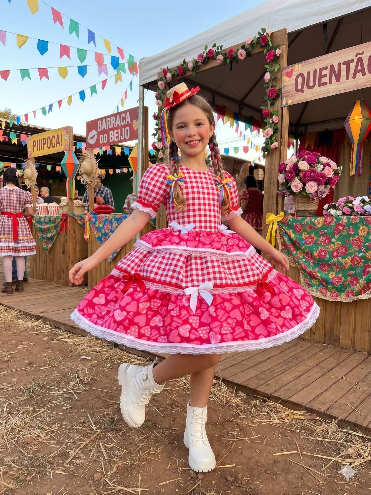 Vestido Junino Mimadine Luxo Viviane Vermelho - Leveza e Elegância para Meninas | Bebeloo Kids