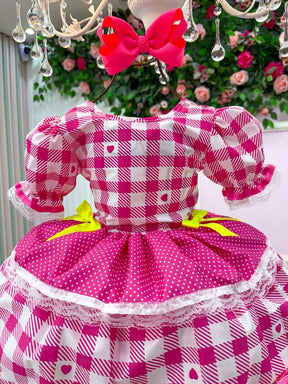 Vestido Junino Mimadine Luxo Beatriz Pink - Leveza e Elegância para Meninas | Bebeloo Kids