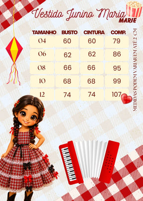 Vestido Marie Junino Luxo Xadrez Maria Helena - Leveza e Elegância para Meninas | Bebeloo Kids