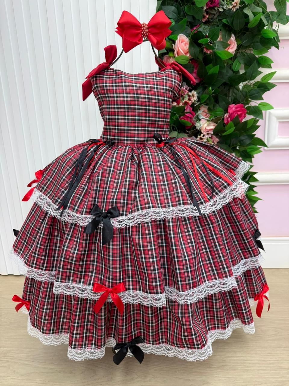 Vestido Marie Junino Luxo Xadrez Maria Eduarda - Leveza e Elegância para Meninas | Bebeloo Kids
