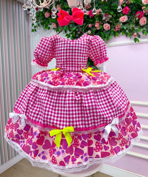 Vestido Junino Mimadine Luxo Viviane Pink - Leveza e Elegância para Meninas | Bebeloo Kids