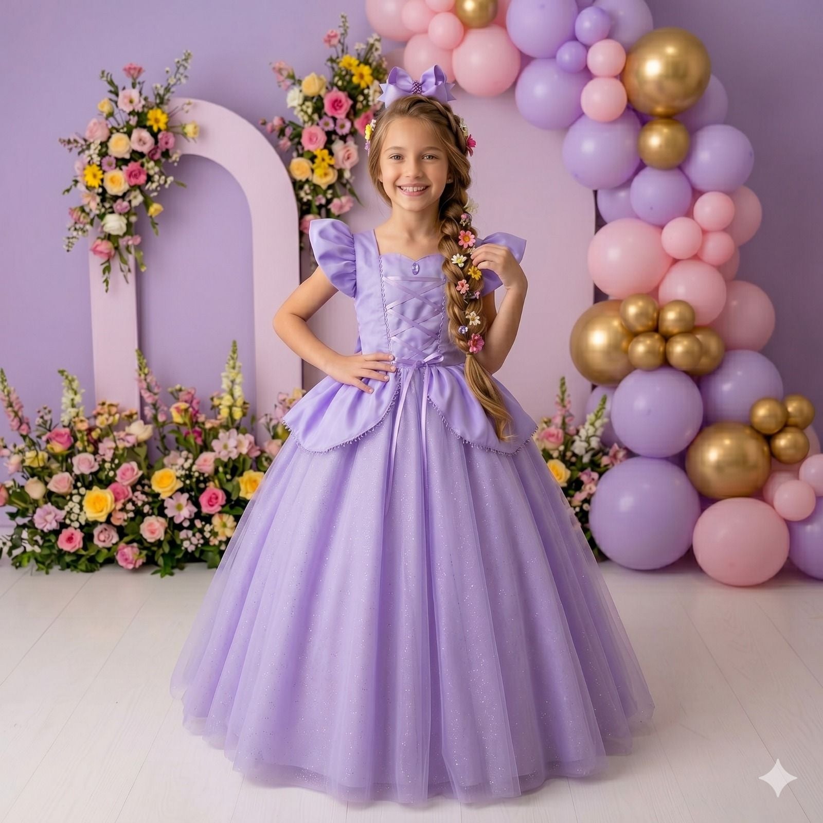 Fantasia/ Vestido Mini Miss Longo Rapunzel - Diversão e Encanto para Brincar | Bebeloo Kids