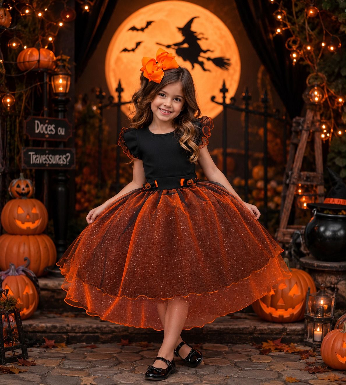 Fantasia/ Vestido Mini Miss Abóbora Encantada -  Halloween (FVESMNABENH)