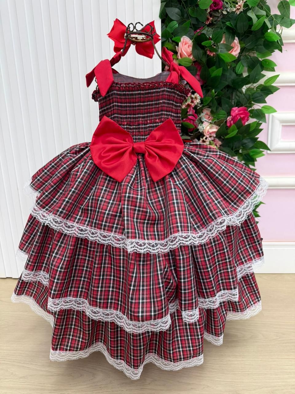 Vestido Marie Junino Luxo Xadrez Maria Eduarda - Leveza e Elegância para Meninas | Bebeloo Kids