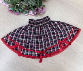 Saia Junina Adulta Xadrez Renda Vermelho - Conforto e Estilo para Crianças | Bebeloo Kids