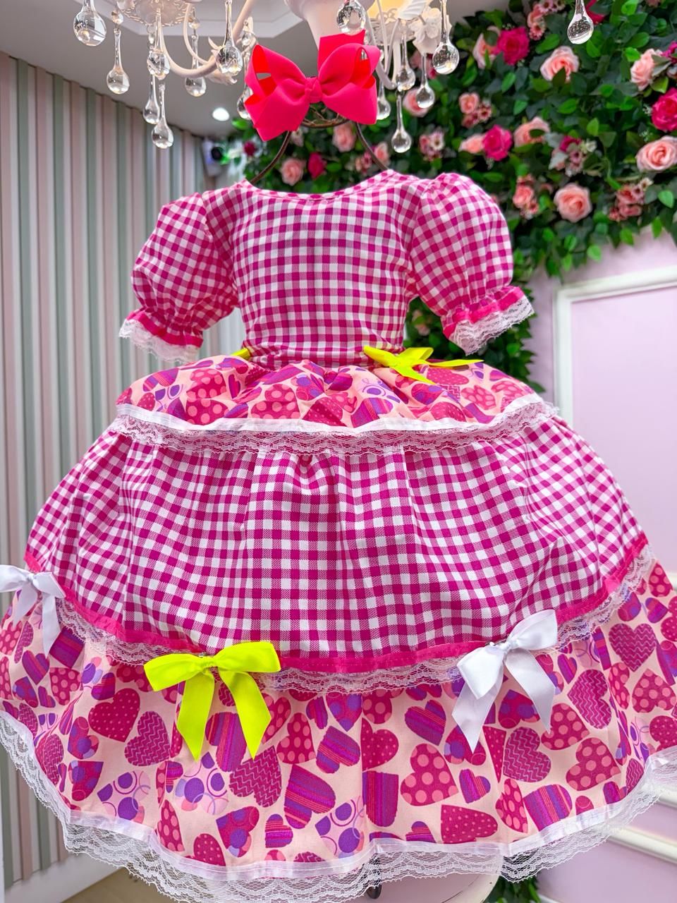 Vestido Junino Mimadine Luxo Viviane Pink - Leveza e Elegância para Meninas | Bebeloo Kids